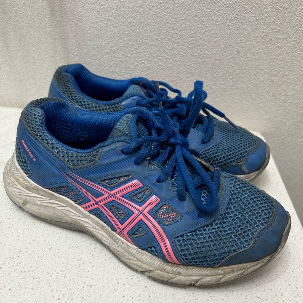 Asics Blue and Pink Athletic Shoes Youth Girls size 3.5